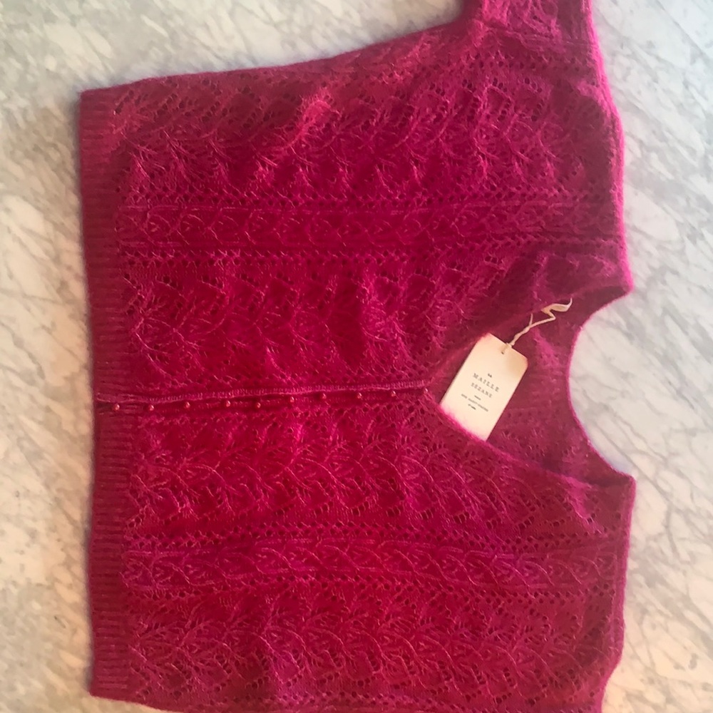 La Maille Sézane raspberry wool cardigan